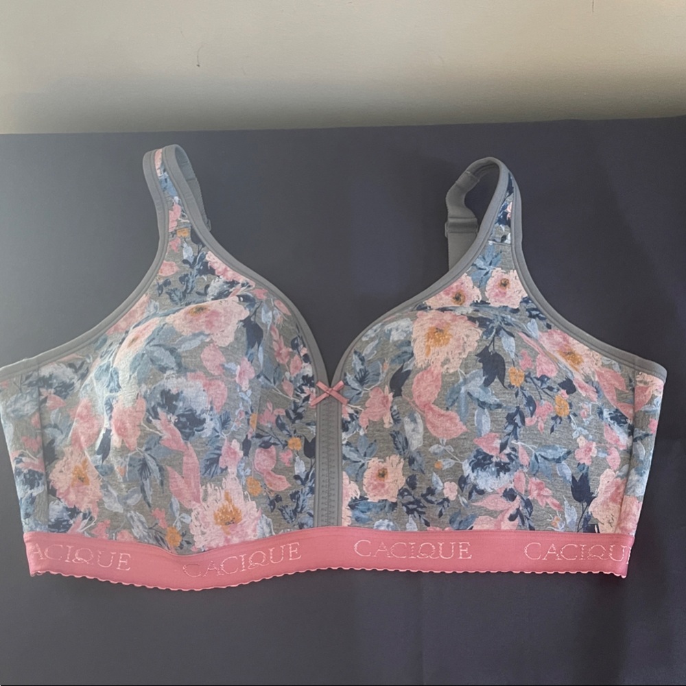 Cacique Multicolor Floral Bra with Pink Accents 44DDD New No Tags